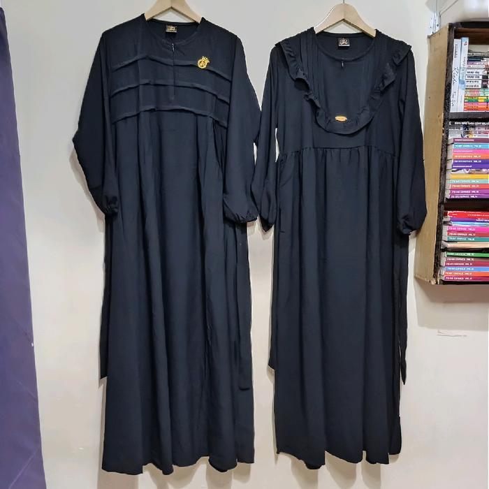 gamis jr one crinkle  - hitam lipit