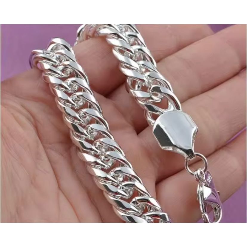 Terbaru - gelang rantai titanium perak putih pria dan wanita / gelang perak pria keren/ gelang ranta