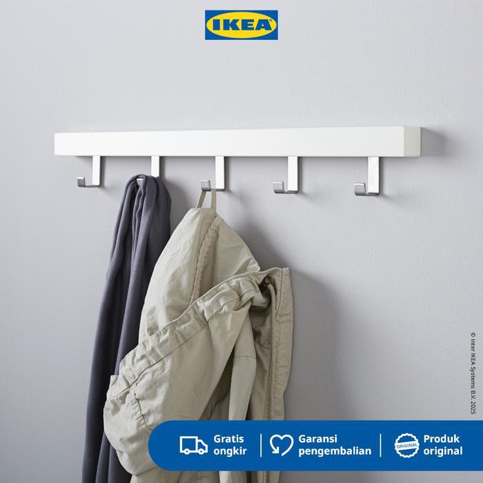 Sale IKEA TJUSIG Gantungan Baju Belakang Pintu/Dinding 60cm Kayu - Putih Terlaris