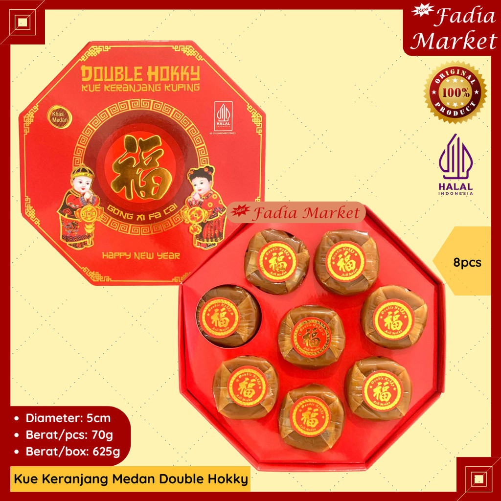 Kue Keranjang Imlek Sincia Kuping Medan Double Hokky 8 pcs Pakwa Segi Delapan Terlaris