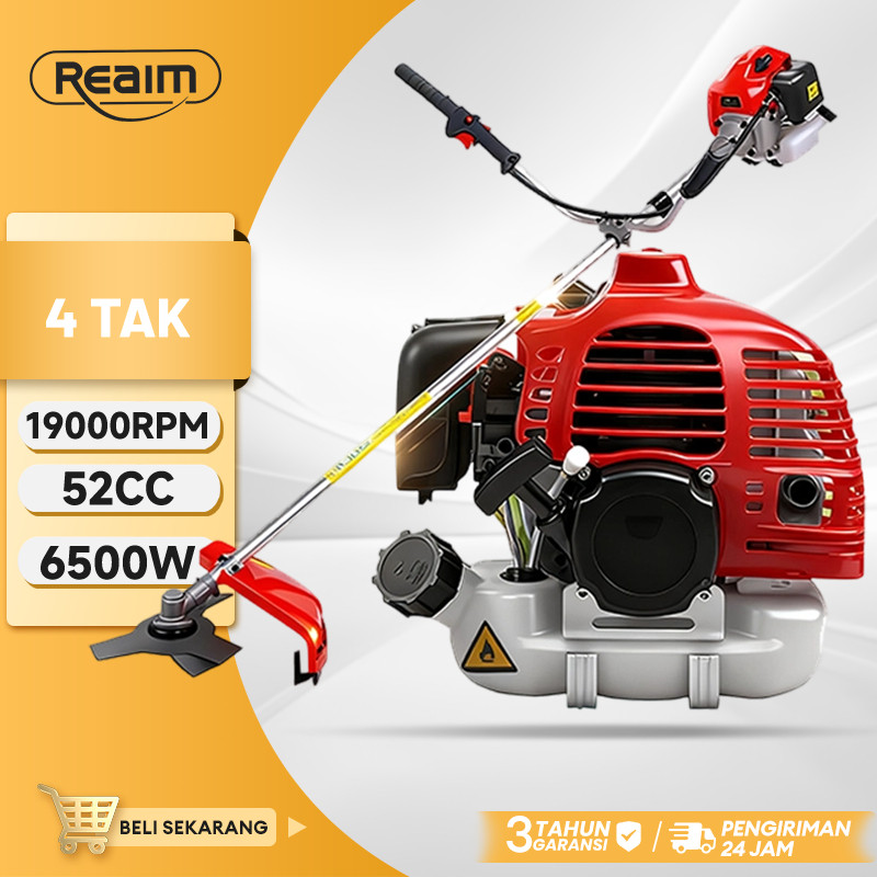 Mesin Potong rumput Gendong Samping REAIM Mesin Potong Rumput 4 tak Mesin Rumput Pemotong Rumput Ala