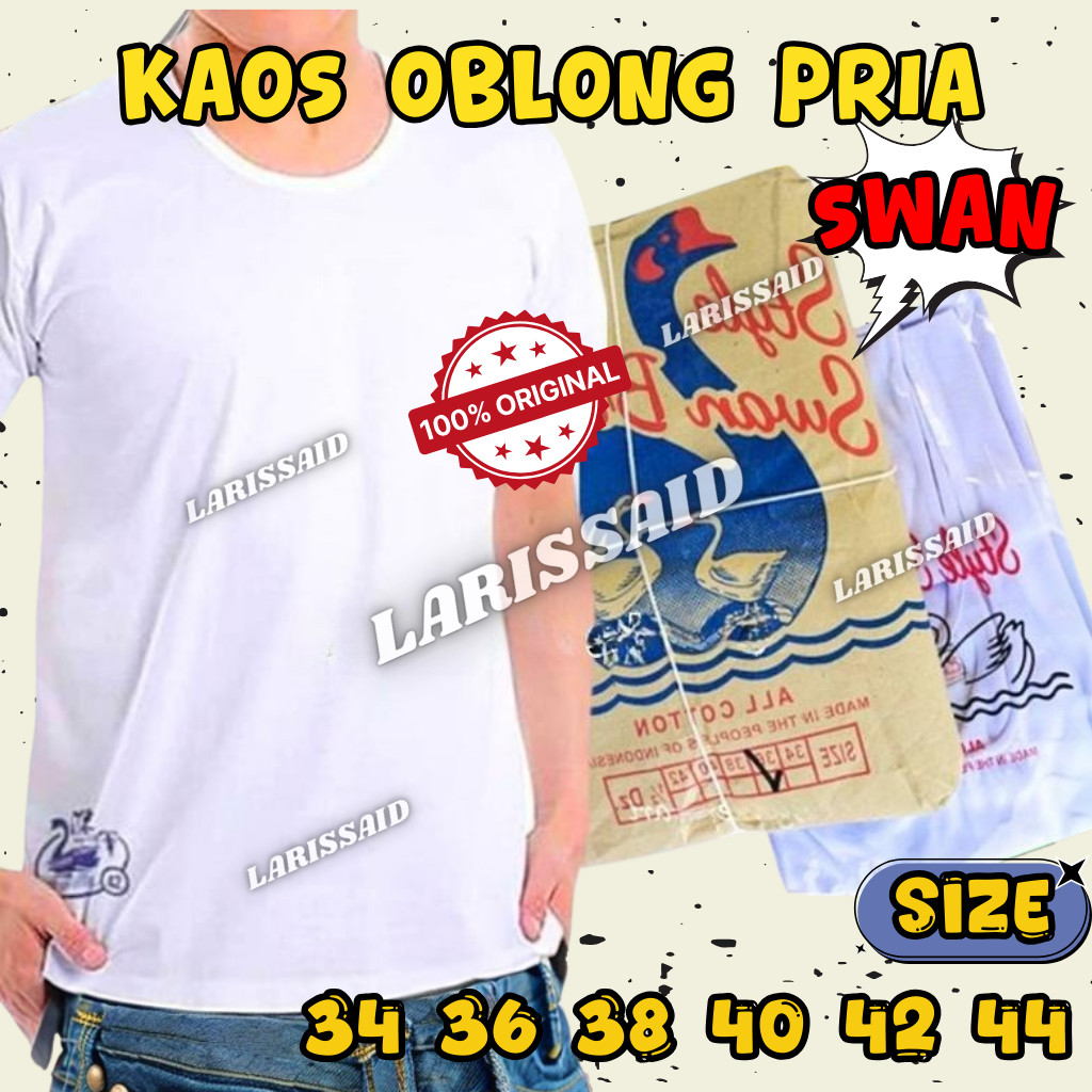 Kaos Oblong Pria Putih Polos Swan Brand/KAOS DALAM Pria  Oblong Lengan Gulon SwanBrand Original Asli