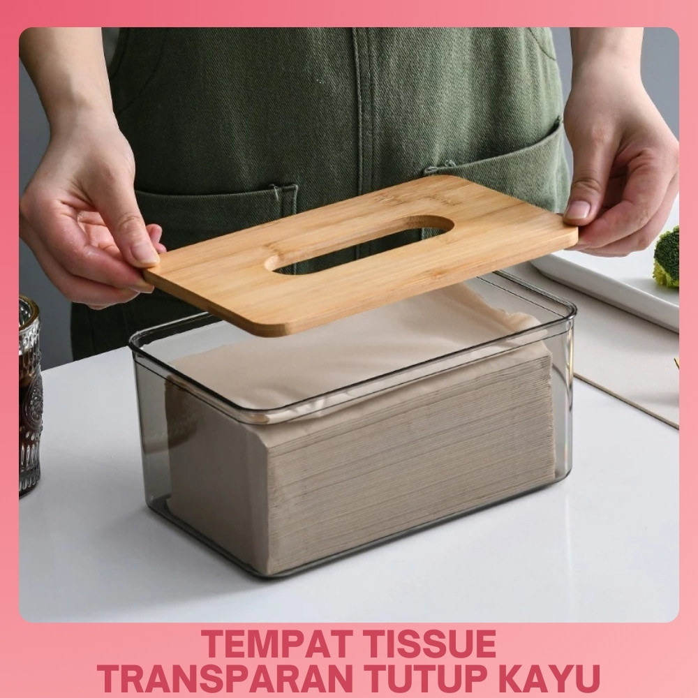 Tempat Kotak Tisu Kayu Transparan Aesthetic  Tempat Tissue Kamar Mandi Dapur Modern