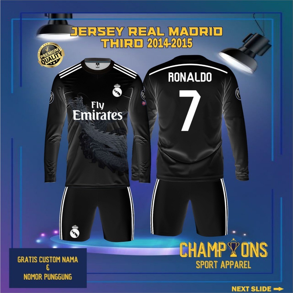 Jersey Sepak bola custom Real Madrid Third 2014 2015 – Full Printing Dryfit Milano | Nama & Nomor