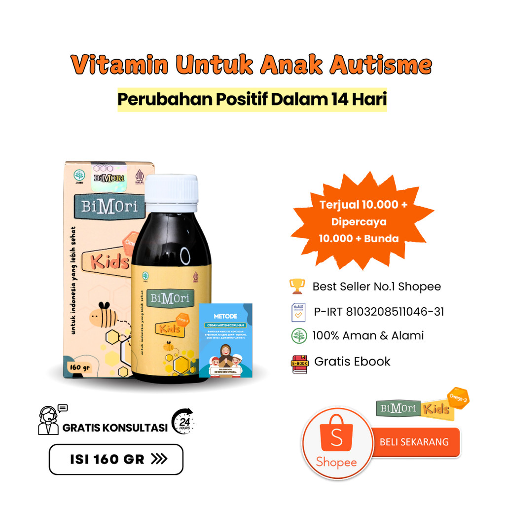 Bimori Kids Untuk Anak Autis Hiperaktif Obat Herbal Autisme Mengatasi Down Syndrome Adhd Disleksia