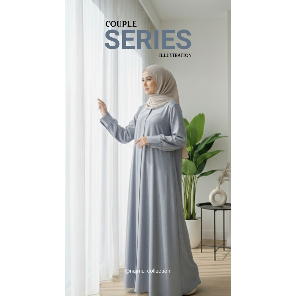 Gamis Annisa Dress Katun Madinah Gamis Kemeja Motif Monogram Elegan Bahan Premium Adem Nyaman Dipaka