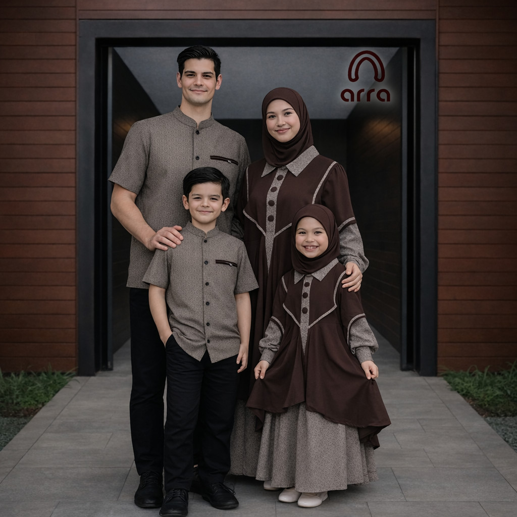Sarimbit Keluarga Dhuha Series - Baju Gamis Koko Couple Keluarga Lebaran 2026 Kekinian Terbaru