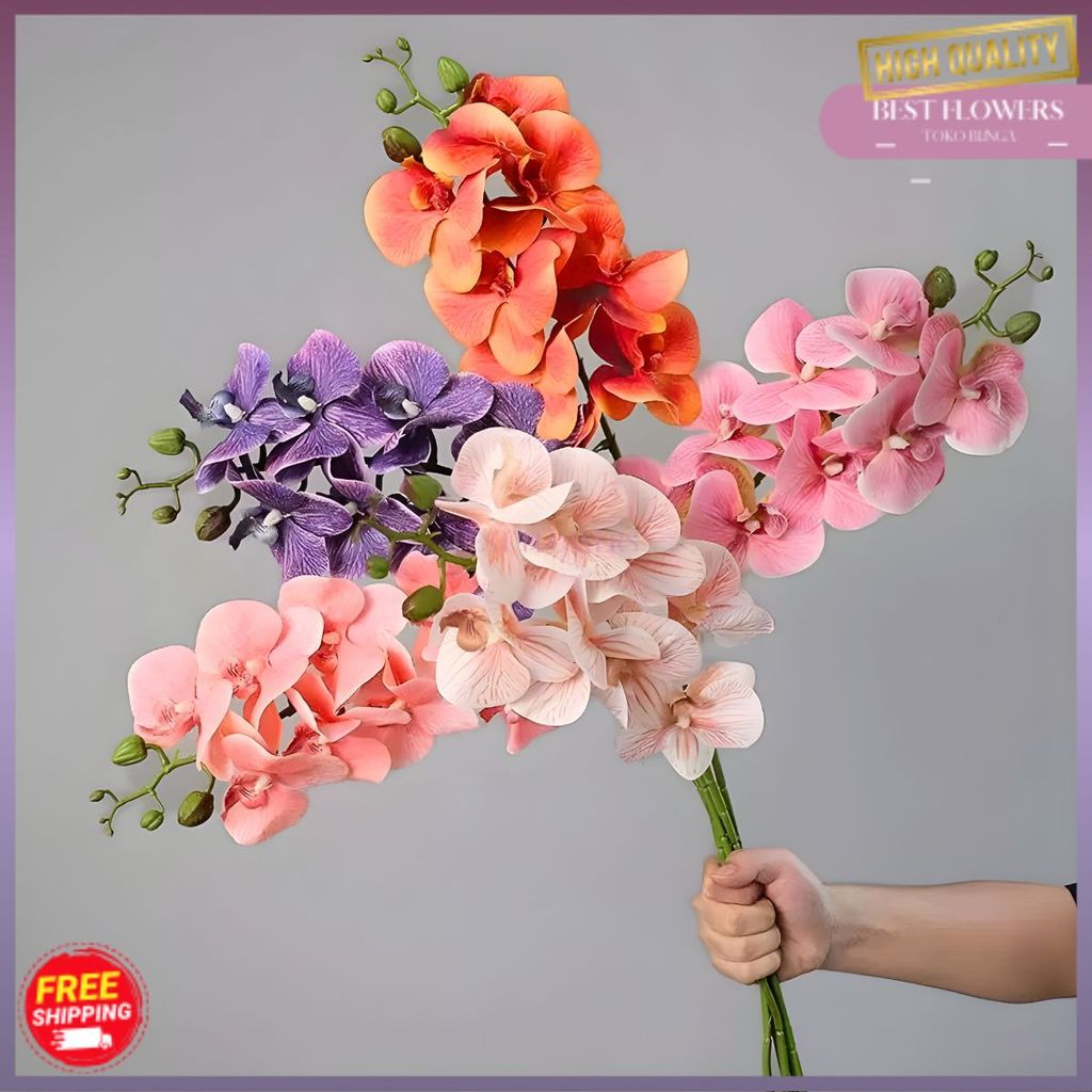 Bunga Anggrek Latex Cabang 11 Anggrek Latex Jumbo Bunga Anggrek Hias Premium Buket Bunga Import