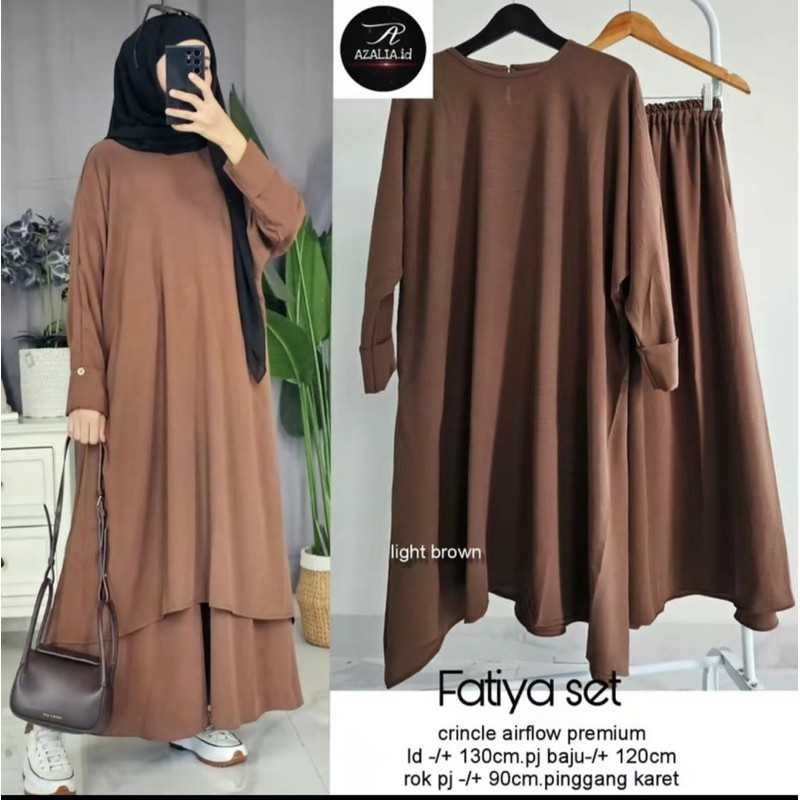 YANCSHOP PGMT - Fatiya Indira Long Set Tunik XL Ld 110cm XXL Ld 130cm Rok One Set Wanita Bahan Crink