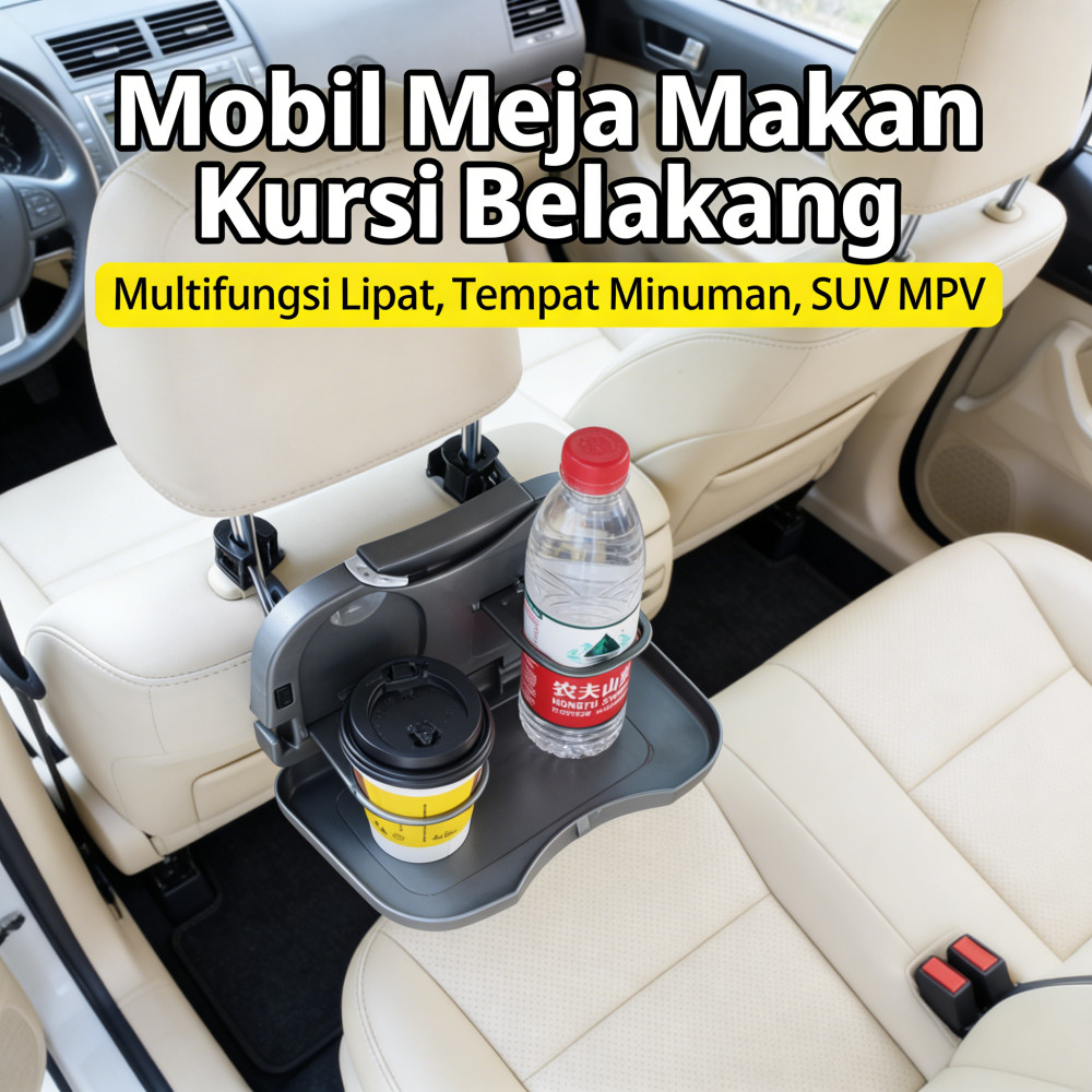 Meja Makan Kursi Mobil - Rak Minuman & Penyimpanan Multifungsi di Mobil