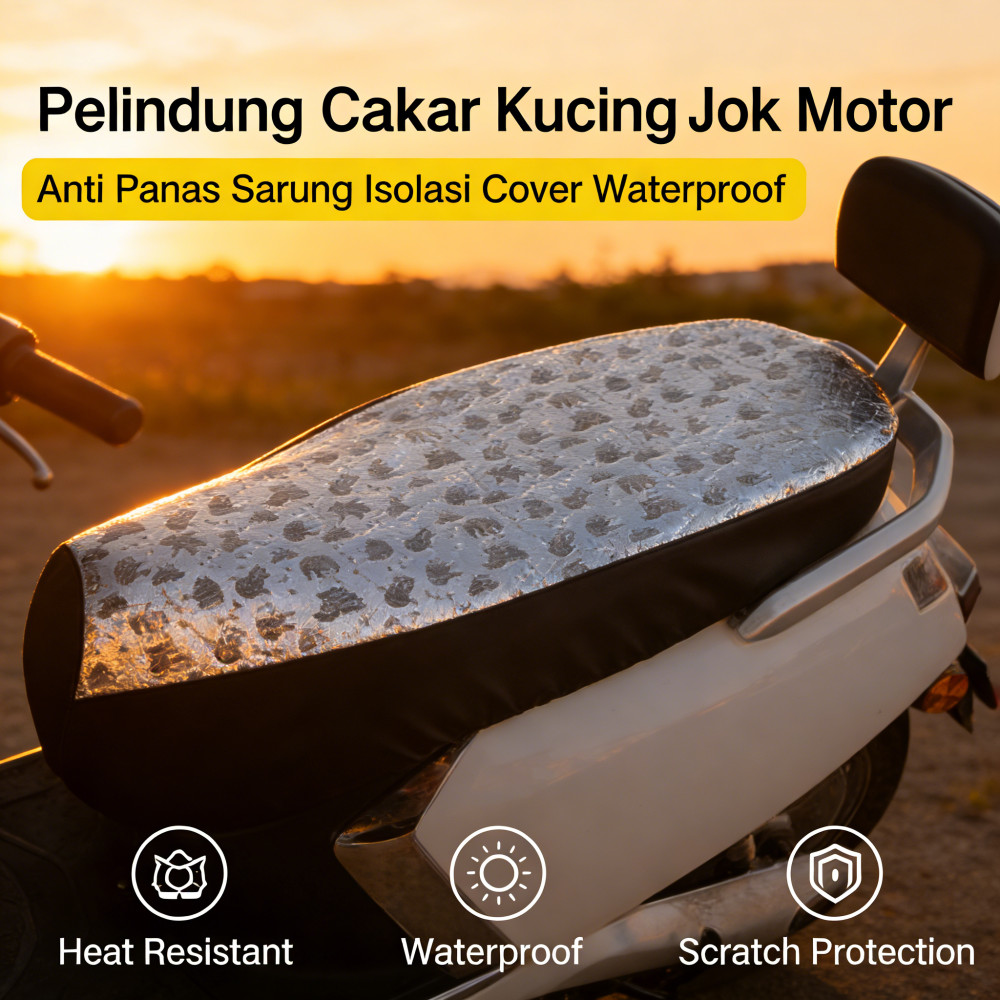 Cover Jok Motor Isolasi Panas Sarung Anti Cakar Kucing Waterproof / Pelindung Jok Motor