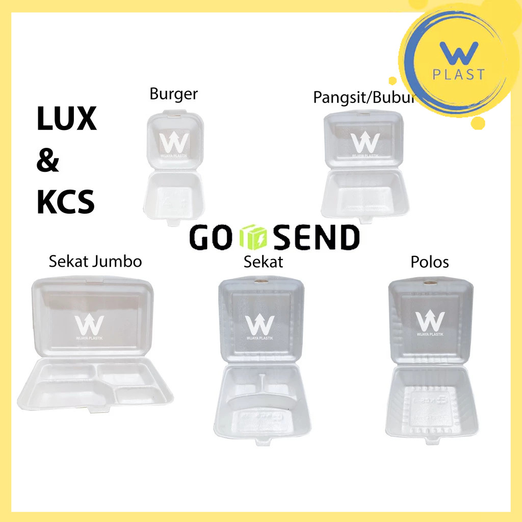 Styrofoam [KCS/LUX] Pangsit/Sekat/Polos/Jumbo/Burger/Tray/Mangkok/Piring --- @Pcs | kcs lux gps mie 