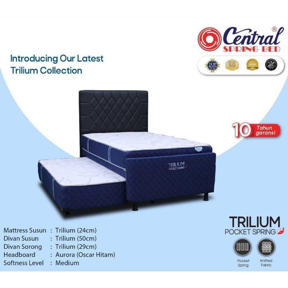 1 Set Silver Trilium Pocket Central (Sorong 3in1) - SpringBed Central 3 IN 1 / Kasur Sorong Central 