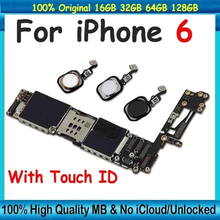 Free iCloud Original Unlocked For iPhone 6 Motherboard With Tou ID Mainboard Full ips Logic Board Fr