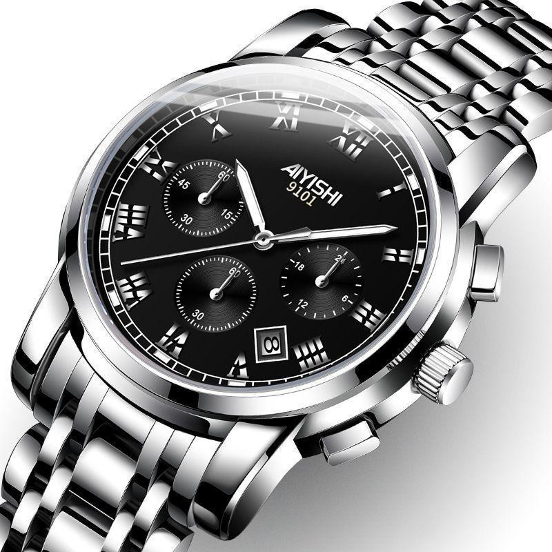 AIYISHI Jam tangan pria AIYISHI model Korea — desain simpel, tahan air, tali baja, gaya modis terbar
