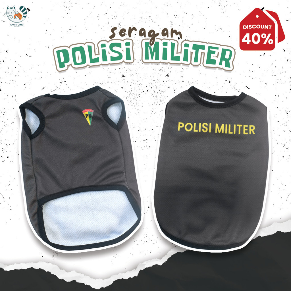 Baju Kucing Lucu Polisi Militer Murah Untuk Kucing Monyet anak Kambing Anjing Size Jumbo