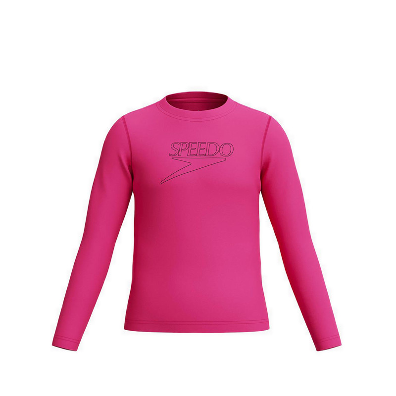 Speedo Unisex Long Sleeve Classic Logo Rash Guard - Margarita Pink