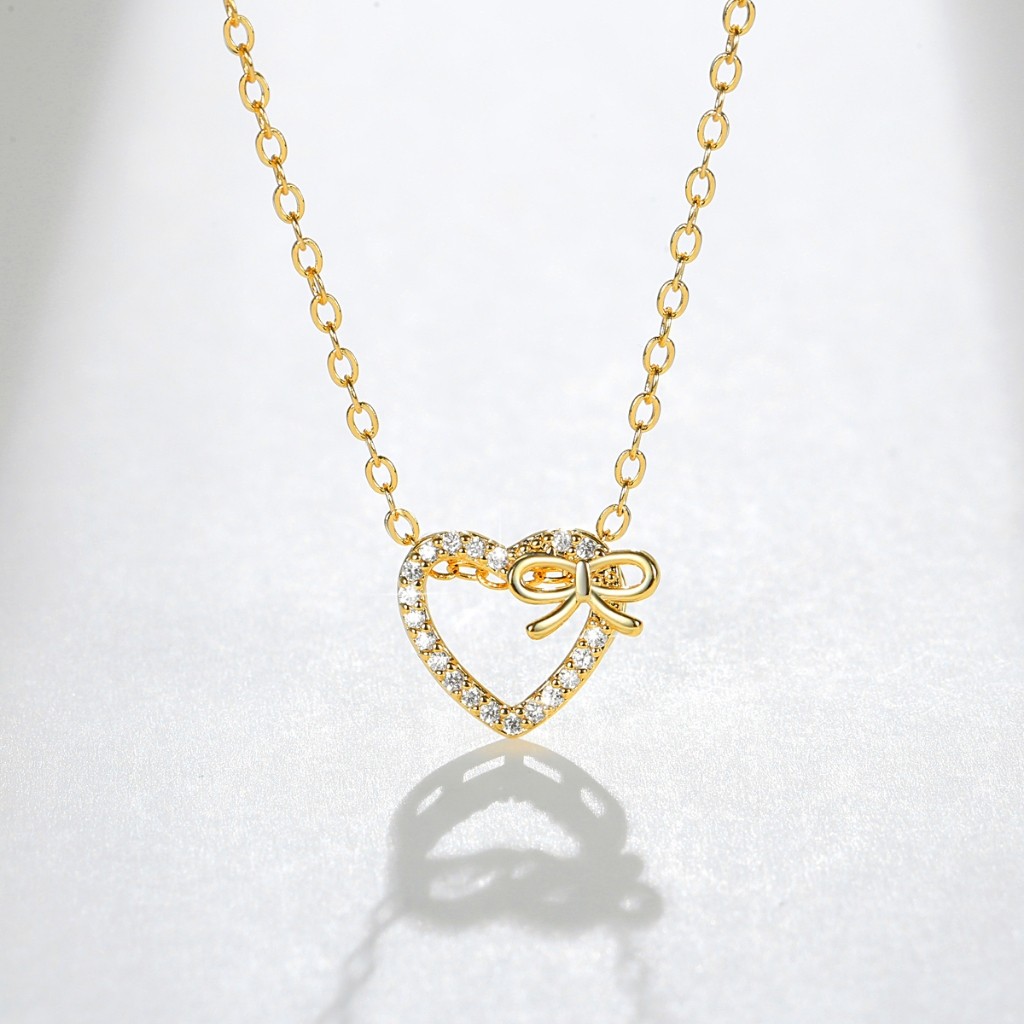 Lanme Jewelry Kalung Original Titanium Lapis 14K Emas Wanita Anti Karat Seri Heart Love Mewah GD145

