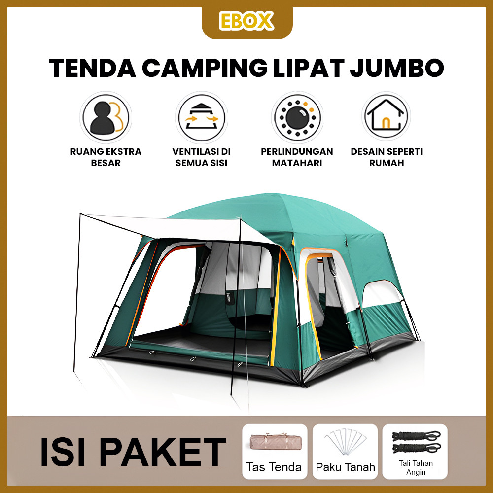 Tenda Camping Jumbo 10-13 Orang Tenda Outdoor Ada 2 Ruangan Waterproof Luxury Automatic