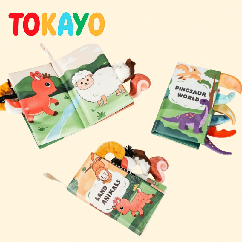 Tokayo Buku Kain Bayi Sensori Mainan Edukasi Anak Soft Book Gantung Dicuci Warna Cerah Montessori