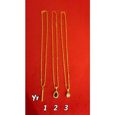 kalung bambu liontin sepuhan imitasi replika emas24k