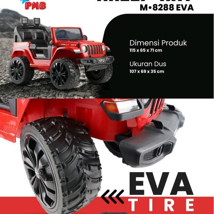 FREEPELAPISBAN Mainan Mobil Aki Anak Jip Off Road PMB 8288 M-8288 / M8288 EVA - 8288 Dual MERAH, BUB