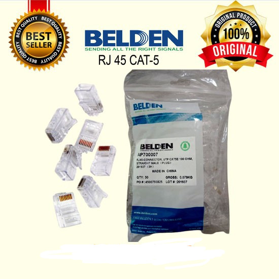 Belden Konektor RJ45 Cat5e isi 50pcs Original Konektor BELDEN Belden Konektor RJ45 Cat 5 Cat 5e Cat5