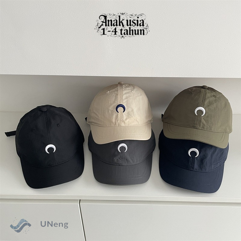 Topi Anak Laki Laki Premium Topi Baseball Anak Cowok Motif Bulan Sabit Polos Topi Anak Balita Cowok 