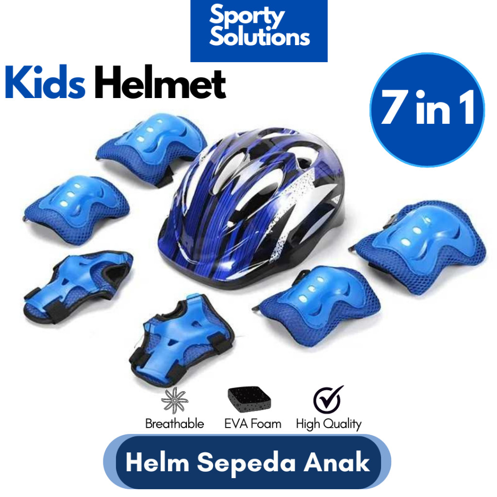 ( HANUN01 ) 7PCS Helm Deker Sepeda Anak Alat Pelindung Sepatu Roda / Helm Decker Anak Pelindung Scoo
