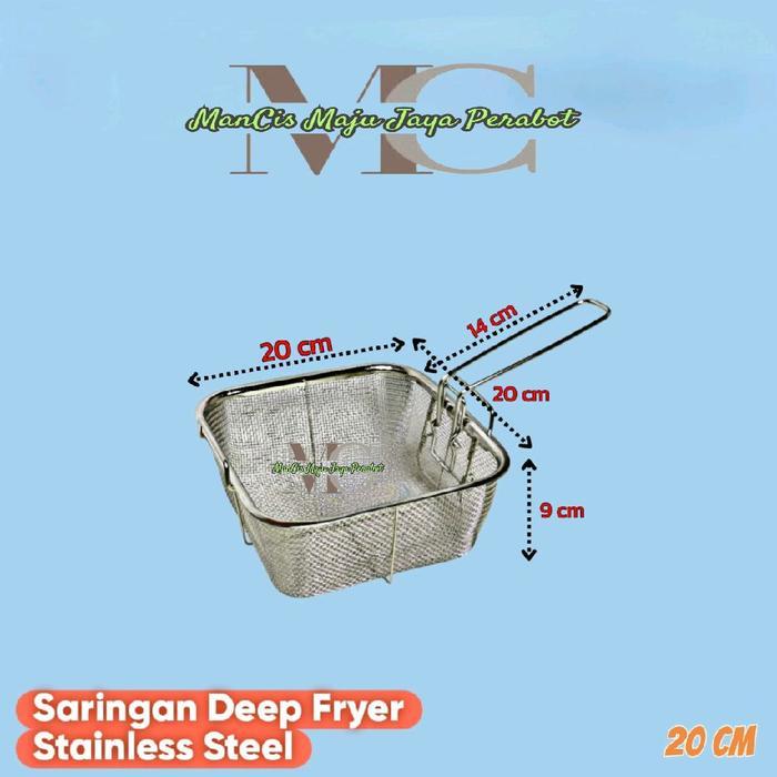 Saringan kotak gagang lipat stainless steel 20 CM 24 CM saringan deep fryer - KECIL 20 CM