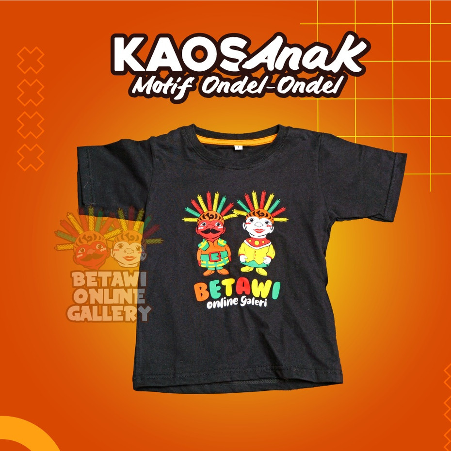 Kaos Anak motif Maskot Ondel Ondel / Kaos Ondel - Ondel Anak
