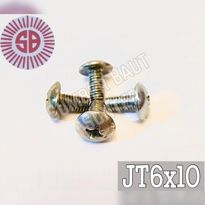 JT 6x12 Baut Kepala Pipih Payung Obeng +