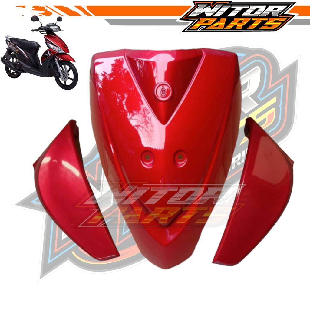 Cover Body Tameng Depan Plus Sayap Yamaha Mio J Merah / Tameng Dasi Panel Depan Plus Sayap Mio J Mer
