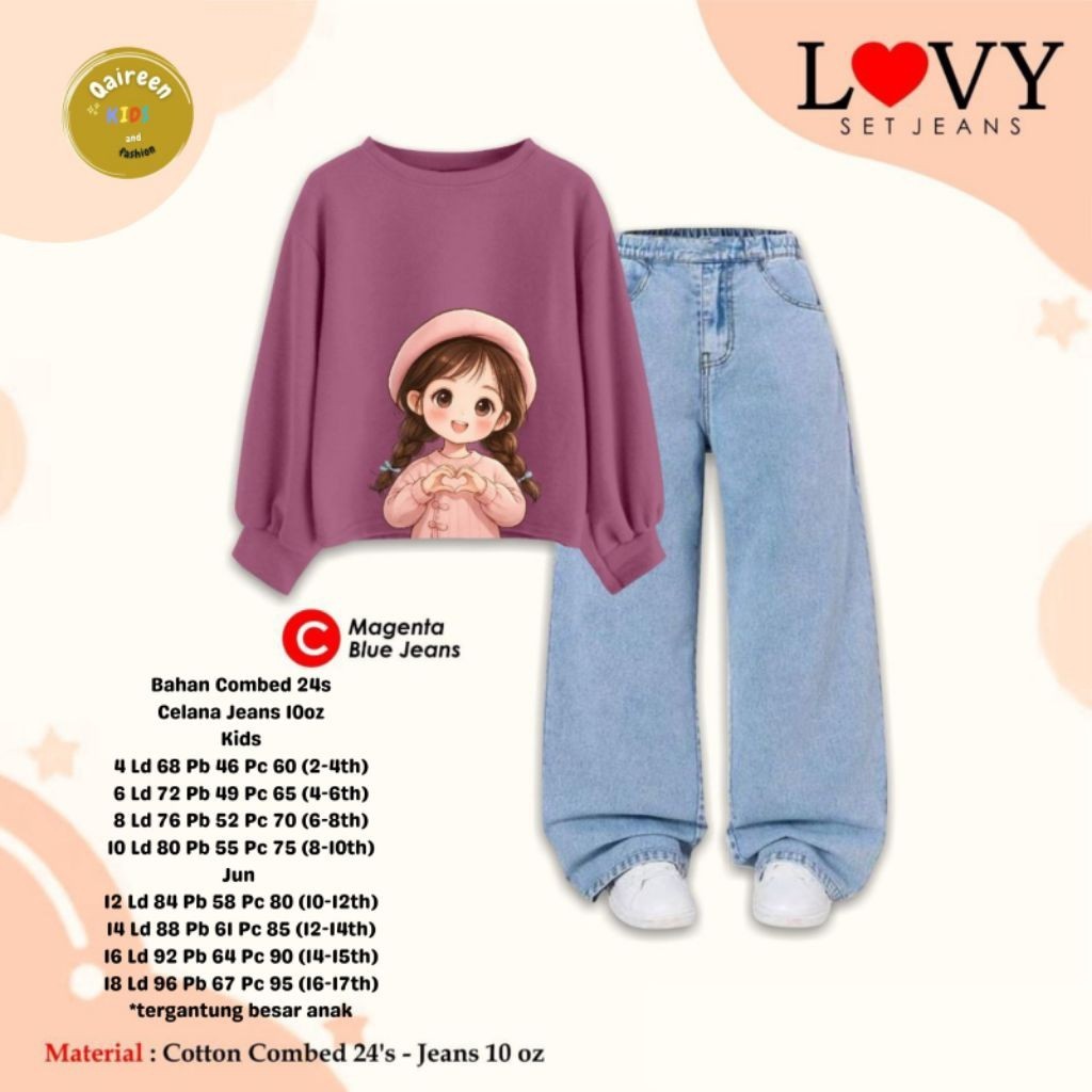 2602    Lovy setelan celana kulot jeans muslim anak perempuan by Qaireen