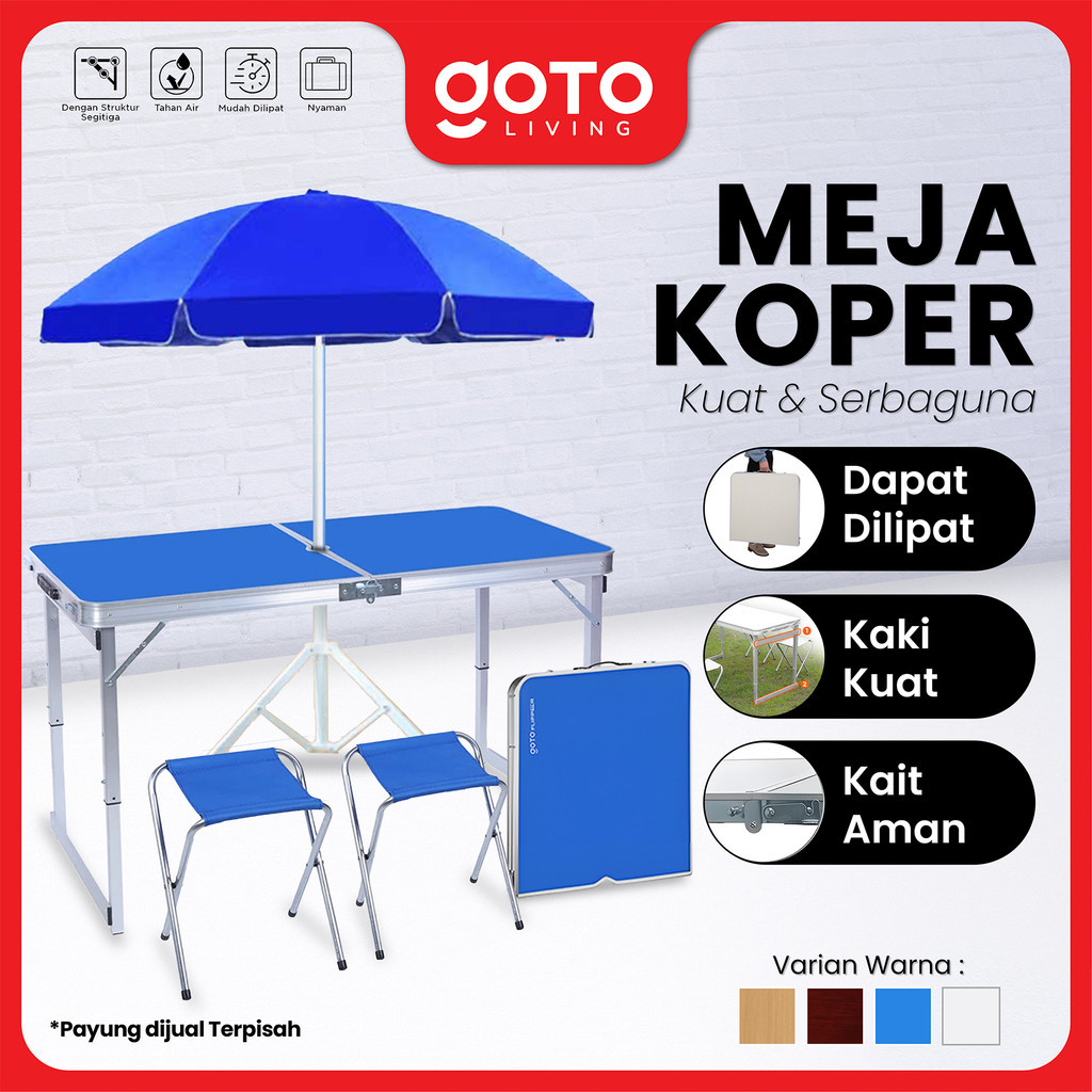 Goto Flipper Table Meja Makan Lipat Set Koper Camping Outdoor Portable