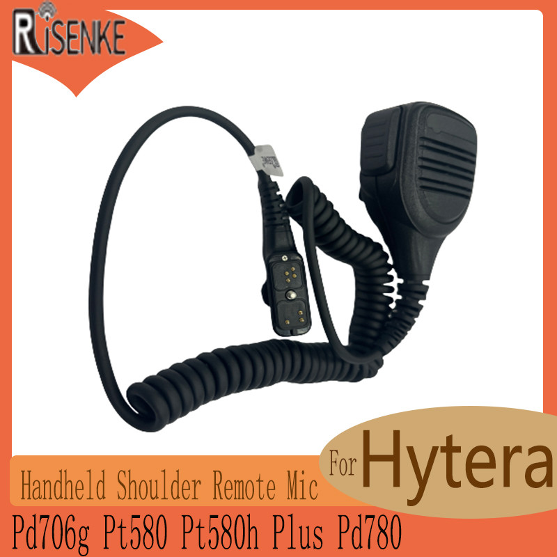 RISENKE-Speaker Mic for Hytera Pd706g, Pt580, Pt580h Plus, Walkie Talkie, Two Way Rao, Handheld Shou