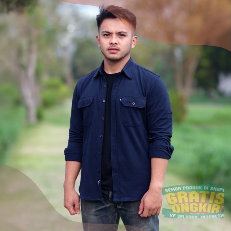 Kemeja Polos Biru Basic Vuxor Adventure Series - Navypakaian pria lainnya