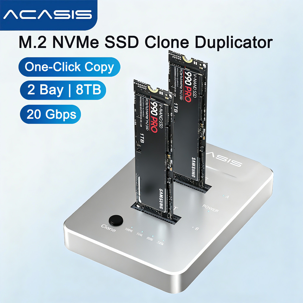 Acasis 20Gbps Dual-Bay M.2 NVME SSD Enclosure ssd Duplicator Offline Clone USB 3.2 Type-C NVME SSD C