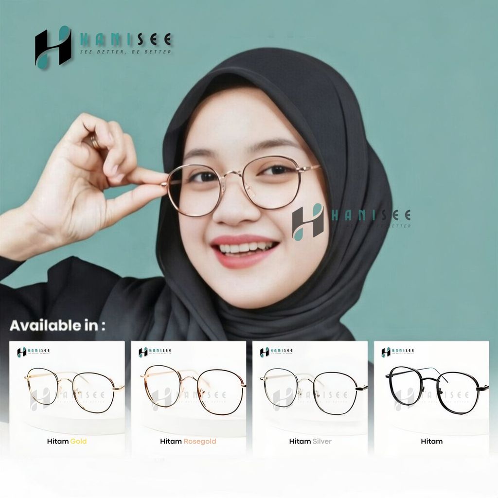 Hanisee - Frame Kacamata Bulat Korea Fashion Full Titanium