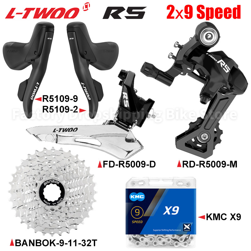 LTWOO R5 2x9 Speed Road Bike Derailleur Groupset Rem Mekanis Derailleur Belakang 23T 25T 28T 32T Cas