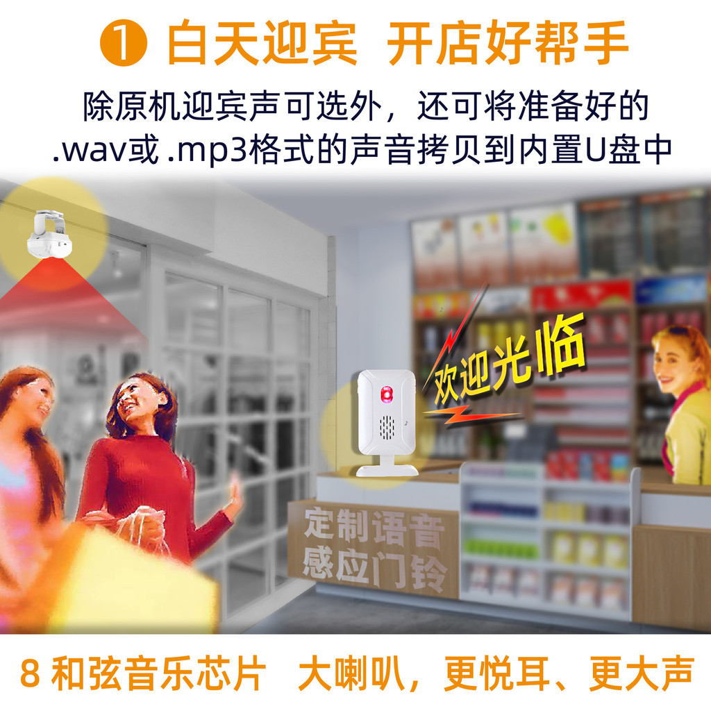 Selamat datang di toko untuk keperluan rumah dan vila: Bel pintu dengan sensor inframerah pengumuman