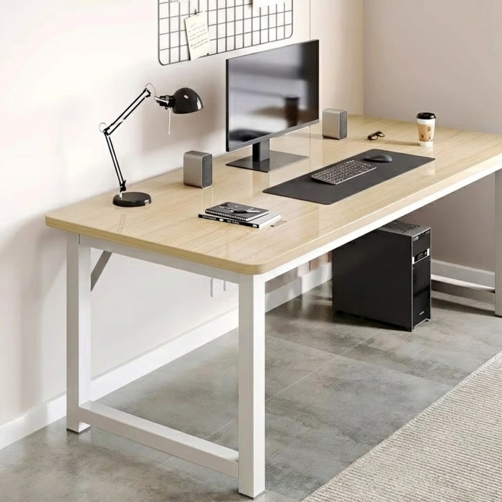 Meja Belajar 140cm Meja Komputer Meja Kantor Modern Minimalis Meja Kerja Laptop dan PC Kokoh
