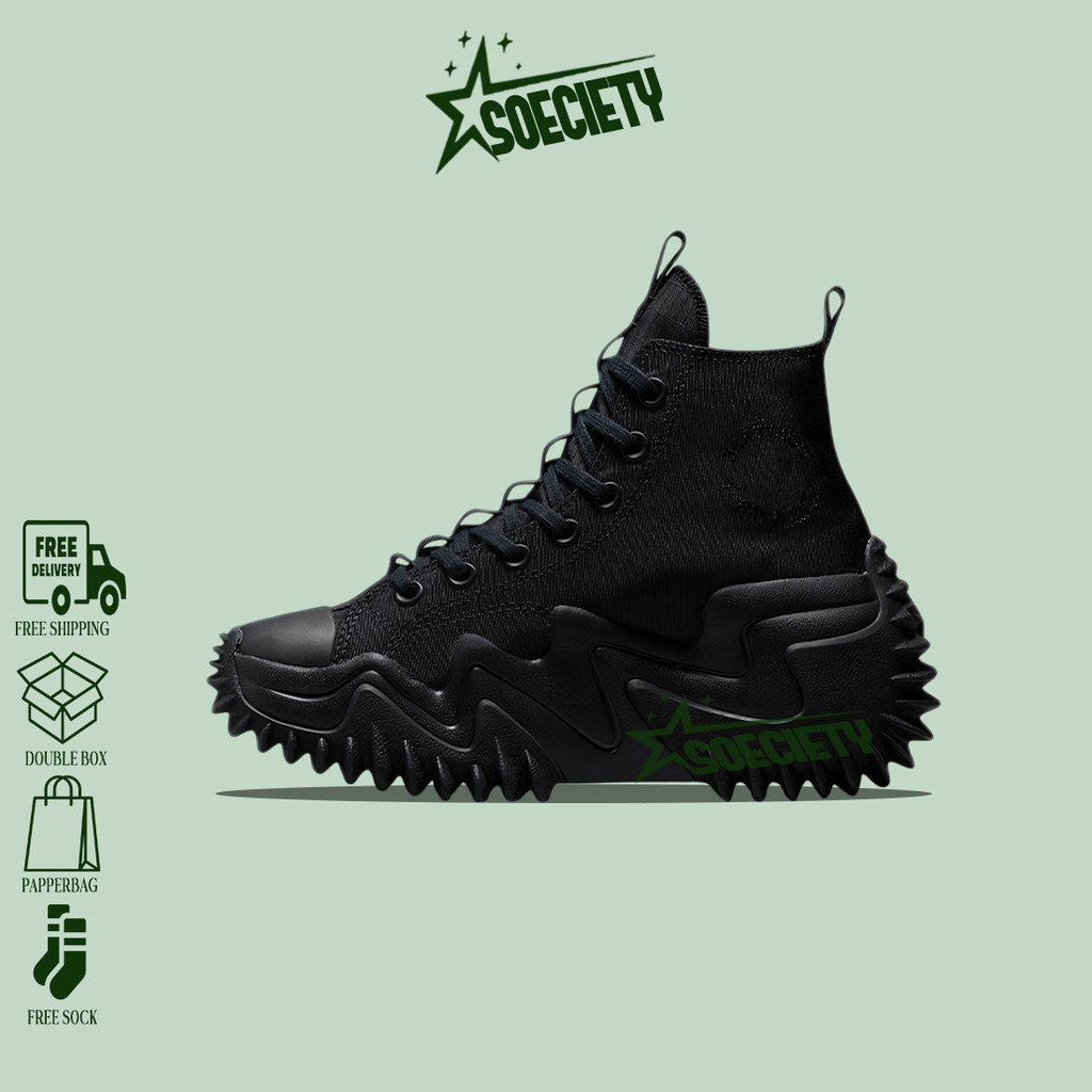 Sepatu Sneakers Converse  Run Star Motion Utility High Triple Black BNIB Unisex