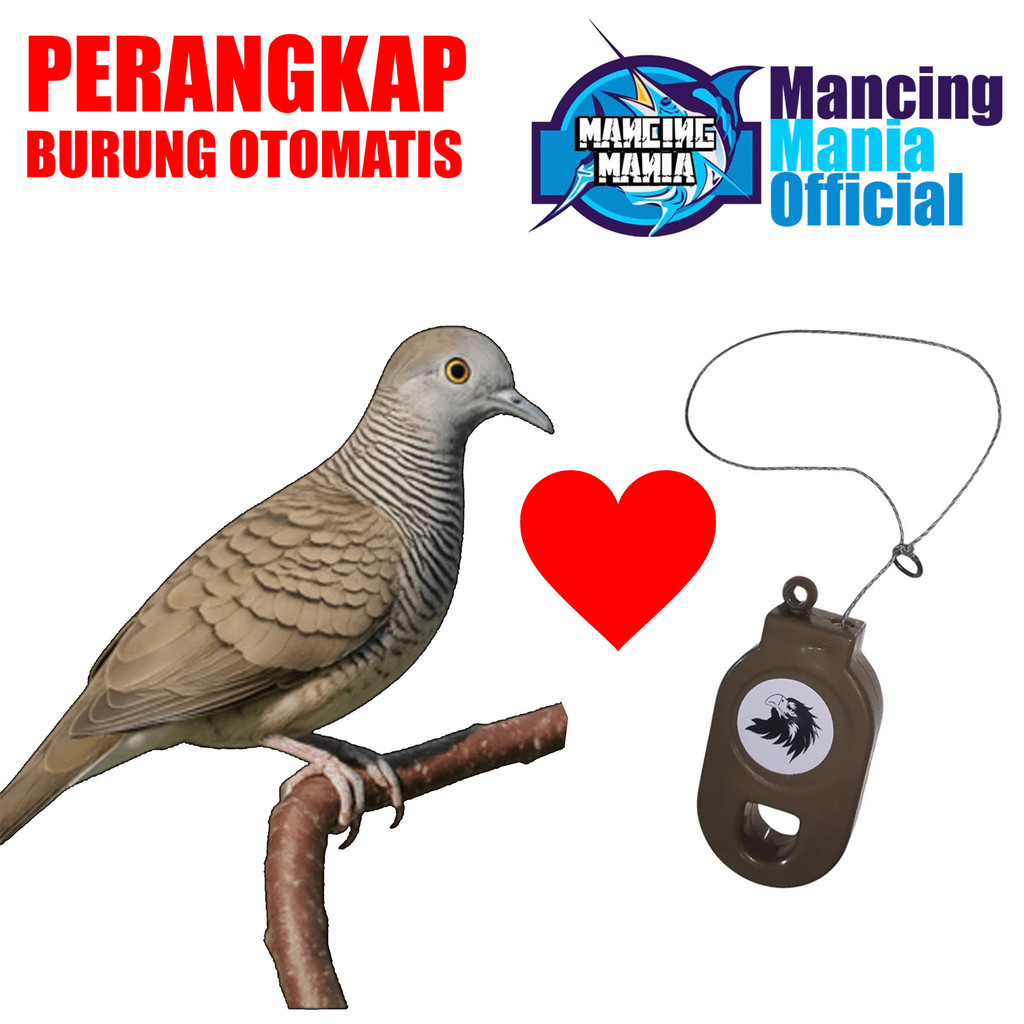 MANCING MANIA Perangkap jebakan burung otomatis outdoor dengan desain simpel dan logo burung khas ya