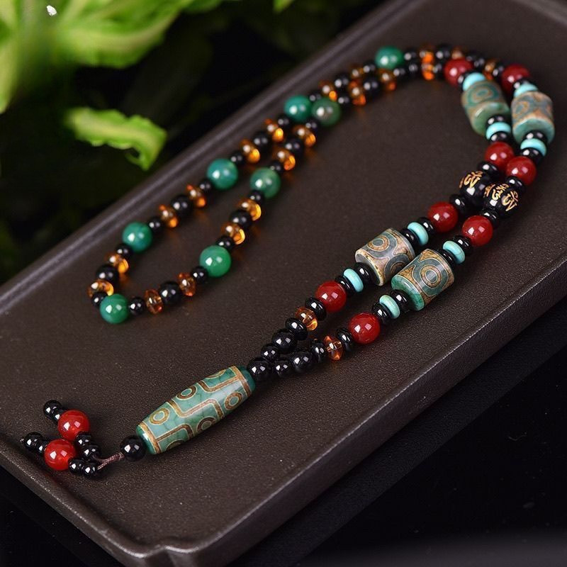 Manik-manik Dzi Tibet Alami Xizang Liontin Agate Buddha Bead