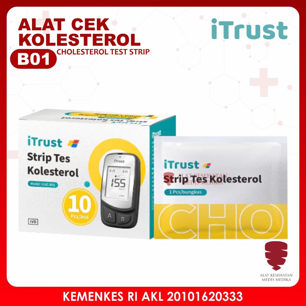 Strip Cek Cholesterol iTrust B01 Alat Tes Kolesterol GUC GUC-B01 Kesehatan Digital Kit Multi Monitor