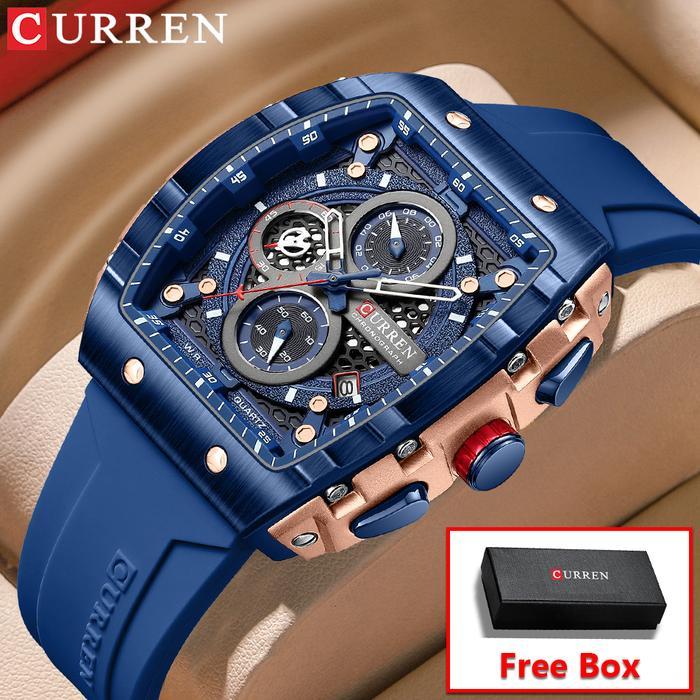 CURREN Tearu Jam Tangan Pria Anti Air Chrono Aktif Jam Tangan Cowok  Watches 8442 - Biru Laut
