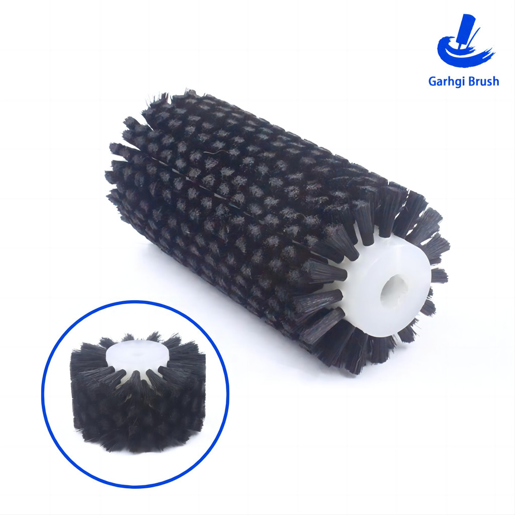 Sikat Rol Pembersih Nylon Hitam, Sikat Drum Industri, Sikat Bundar untuk Permukaan Jalan, Parkiran M