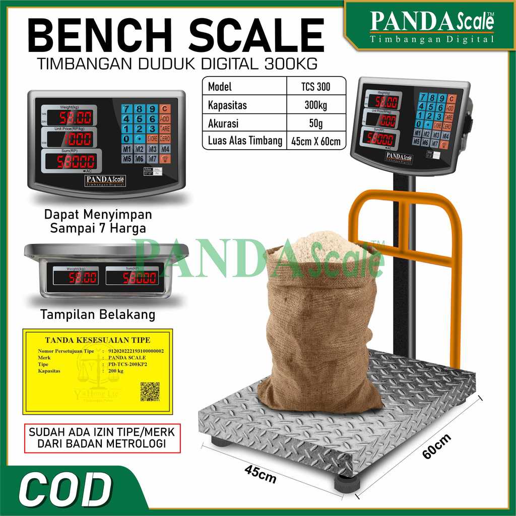 PANDA SCALE Timbangan Duduk Digital 300kg PD-TCS-300
