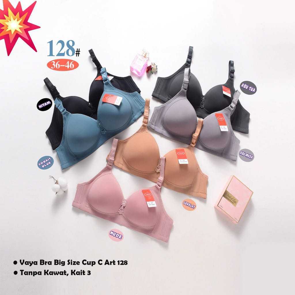 Paket (3 dan 2 pcs) Bra128 Cup Besar Tanpa Kawat Busa Tipis